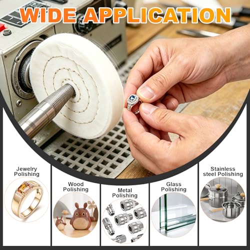 BURMONG 4” Metal Buffing & Polishing Wheel Kit for Drill with 1/4” Drill Adapter, 8PCS Set with 4 Cotton Polishing Wheels (1/2” Arbor Hole) & 3 Polishing Compounds for Aluminum & Metal