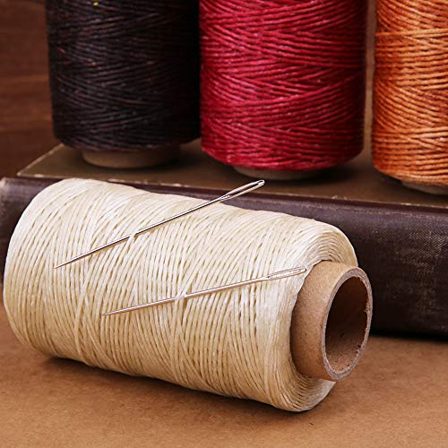 Qmnnma Waxed Thread 284 Yards, Leather Sewing Waxed Thread Cord (Off-White) - color: Off-white