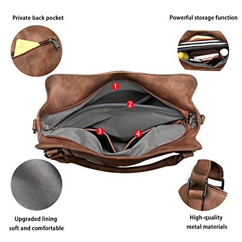 lapsting Hobo Bags for Women Handbags Purse Ladies Boho Shoulder Bag Crossbody Purses Faux Leather - color: I - 15inch Brown - Black Metal