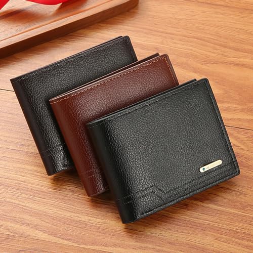 Slim Wallet for Men with Coin Purse, Minimalist Wallet with Zipper, Bifold Mens Wallets with Credit Card Holder, PU Leather Men's Wallet with Money Clip, Carteras Para Hombres (Black L) - color: Black L