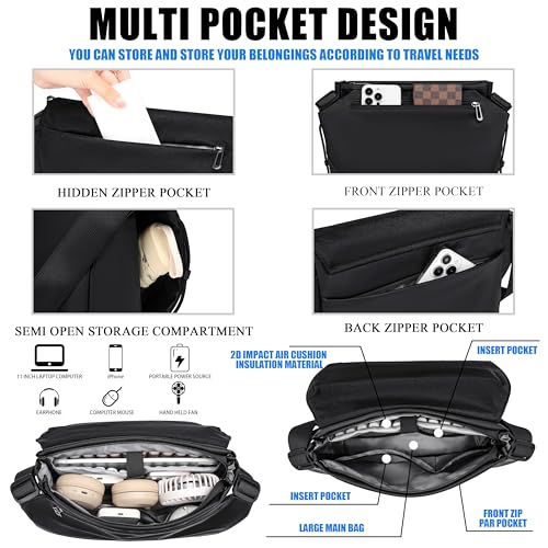 FSD.WG Shoulder bag Crossbody Bags for Men messenger bags fit 12" iPad Casual Daypack - color: 58black