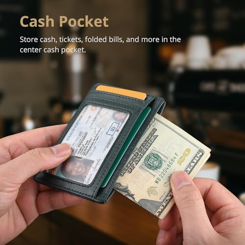 Buffway Slim Minimalist Front Pocket RFID Blocking Leather Wallets for Men and Women - Alaska Green - color: Alaska Green
