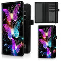 Checkbook Cover for Duplicate Checks,Slim Durable RFID Blocking Checkbook Credit Card Holder for Personal and Business Checks-Bright Light Butterfly - color: Bright Light Butterfly