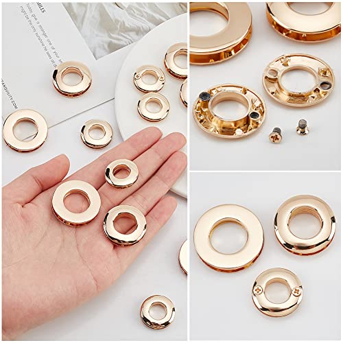 WADORN 18Pcs 3 Sizes Metal Screw-in Together Eyelets Grommets - color: Gold