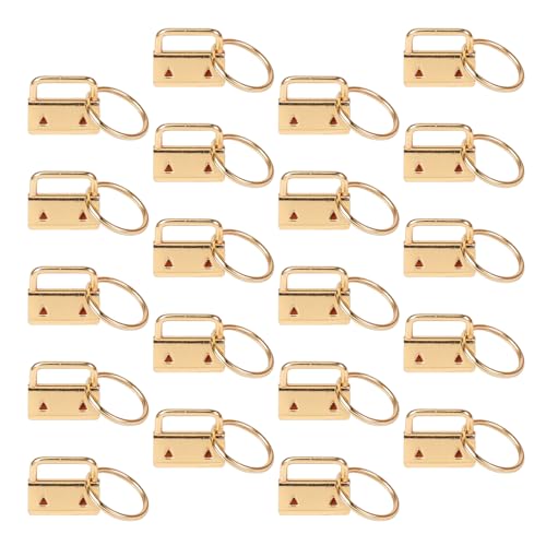 20 PCS Keychain Wristlet Hardware Set, 1 Inch Key Fob with Rings for DIY Bag Webbing, Lanyard & Wrist Strap Making Supplies (20pcs-Light Gold) - color: 20pcs-Light gold
