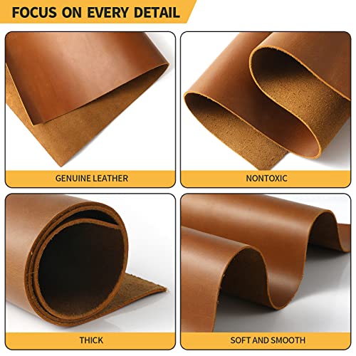 RingSun Bourbon Brown 12''X12'' Leather Sheets for Leather Crafts (2mm), Full Grain Leather Tooling Leather - color: Bourbon Brown, size: 12''X12''