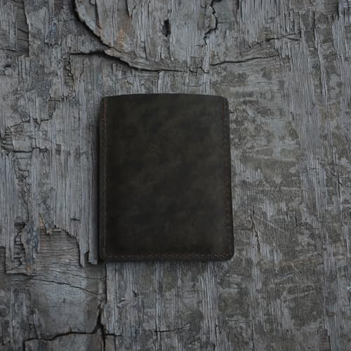 Front Pocket Card Case Slim Wallet Card Holder for Men & Women Minimalist Leather Wallet Card Holder Distressed Gifts - color: Olive