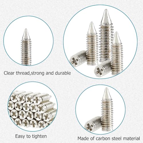 Hobbspring 240Pcs 8 Sizes Plain Carbon Steel Belt Tip Screws Set Tip Point Screw Assortment Kits Pointed Cross Slot Leather Accessories for Belt Buckle Wallet Handbag Purse