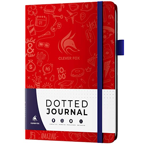 Clever Fox Dotted Journal, Blank A5 Notebook, Project Planner, Wine Red - color: Wine Red