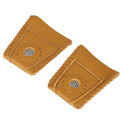 2pcs Large Size Leather Thimble Comfortable Thimble with Metal Tip DIY Sewing Tool Handmade Needlework Thimble Cover