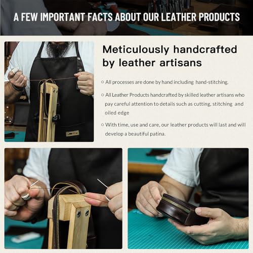 CONTACTS Full Grain Leather Electronics Organizer Small Cable Bag Handmade Tech Pouch Travel Organizer for Cable, Charger Cord
