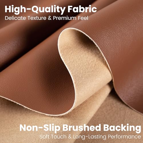 Marine Vinyl Fabric, Upholstery Faux Leather Fabric by The Yard, 0.95 mm Thick PU Leather Sheets for Sofa Chairs Handbags Hair Bows Earrings Crafts (1 Foot 12''X 54'', Brown) - color: Brown, size: 1 Foot