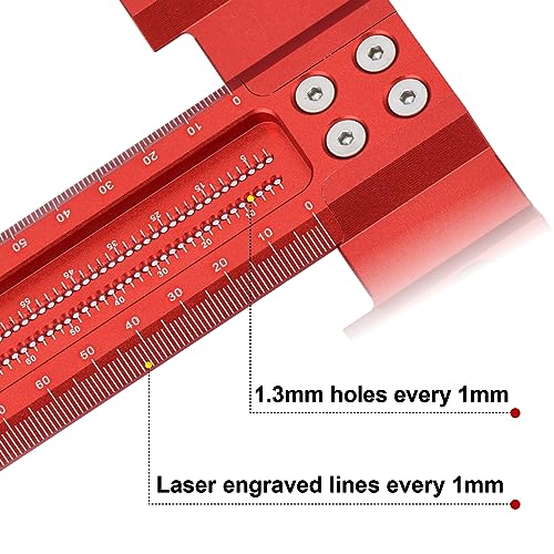Precision Woodworking T Square 300mm, Reference Square for Layout & Setup | Support Lips prevents tipping, Built in Scribing guide, Precision Layout Tool for Woodworking, Carpentry & DIY Design - style: 300 mm