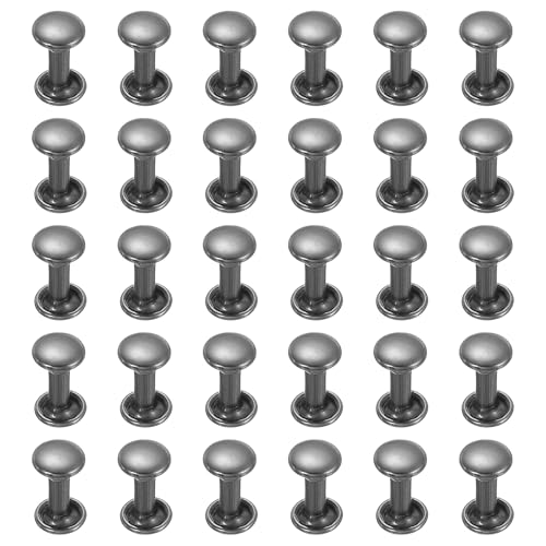 uxcell 100 Sets Double Cap Leather Rivets, 6x10mm Round Cap Metal Studs Rivets for Leather Craft Repair DIY Purse Belts Bags Shoes, Black - color: Black, size: 6x10mm