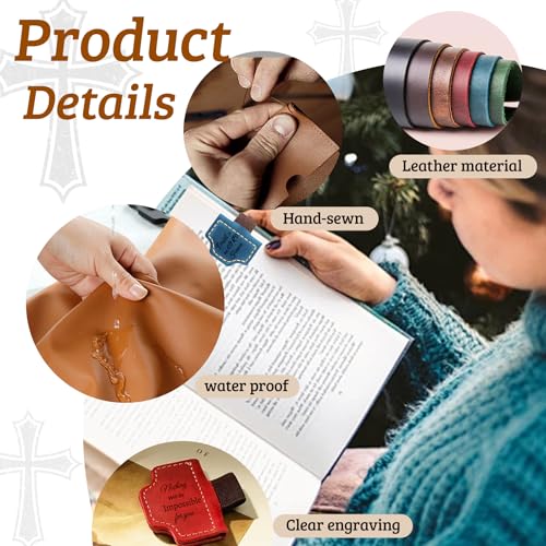 Personalized Leather Bookmark with Pen Holder - Magnetic Bible Verse Design, Christian Book Lovers Reading Accessory, for Book Lovers Men Women (Green, Romans 8:28) - color: Green, size: Romans 8:28