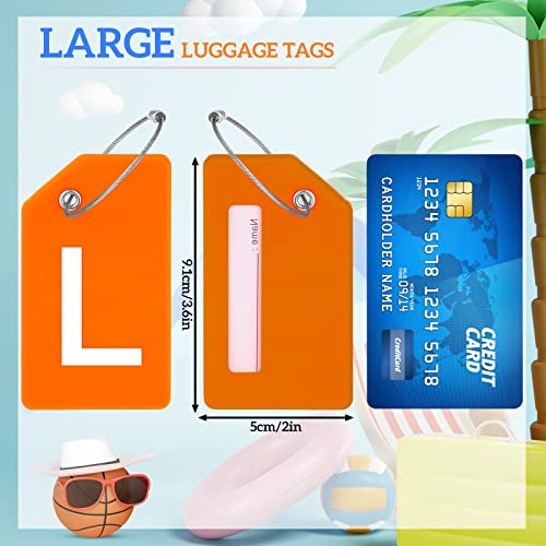 8 Pcs Initial Letter A-Z Luggage Tags Silicone Suitcase Instrument Tag with Name Card and Stainless Steel Loop(Letter L,Orange) - size: Letter L, style: Orange