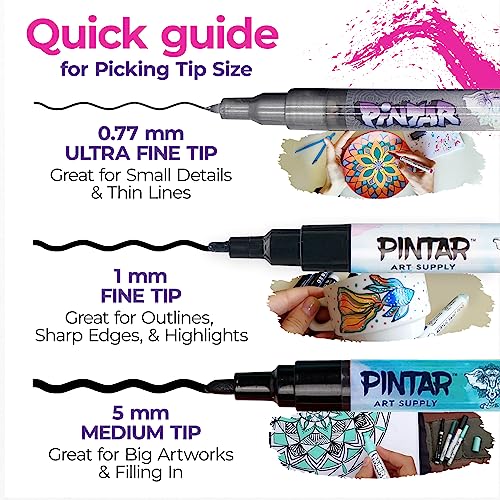 PINTAR | 14 PACK | Metallic Acrylic Paint Markers Extra Fine Point | Leather, Shoes, Rock Painting, Wood, Glass | Metallic Paint Pens | Pack of 14, 0.7mm - style: Metallic (Pack of 14)