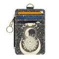 Slim Wallet Credit Card Holder, Moon and Sun Face, RFID Wallet Women Cute Small Front Pocket Wallet With Zipper, PU Leather Thin travel RFID Blocking Card Case ID Window,Ladies Gifts - color: Moon and Sun Face