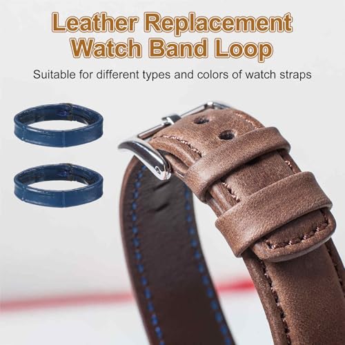 HARFINGTON Leather Watch Band Loops Replacement Watch Band Keeper Watch Strap Holder Retainer Wristwatch Strap Fastener Rings - color: Dark Blue, size: 22mm