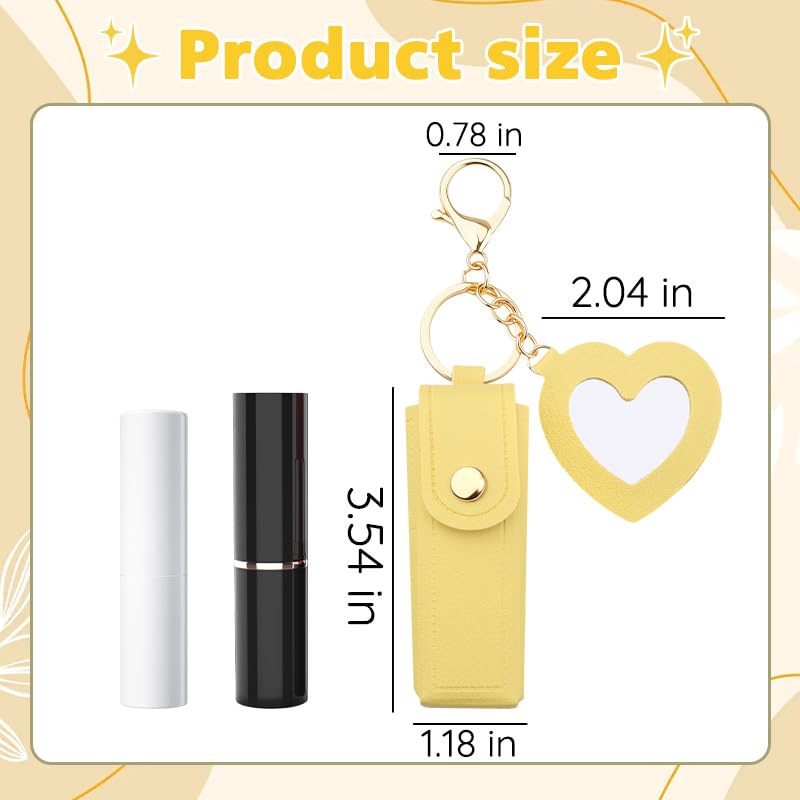 Sisadodo Lip Oil Lipstick Case with Mirror Lip Oil Lipstick Holder Key Chain for Car Keys Keychains Lipstick Organizer Case - color: Yellow