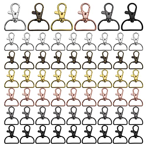 60Pcs Swivel Snap Hook D Ring,6 Colors Metal Swivel Clasps Lobster Clasp Key Chain Clip Hook Swivel Clasps Claw Lobster Lanyard Clasp for Keychain Lanyard,Jewelry,DIY Crafts Supplies(6 Colors) - color: 6 colors;1inch