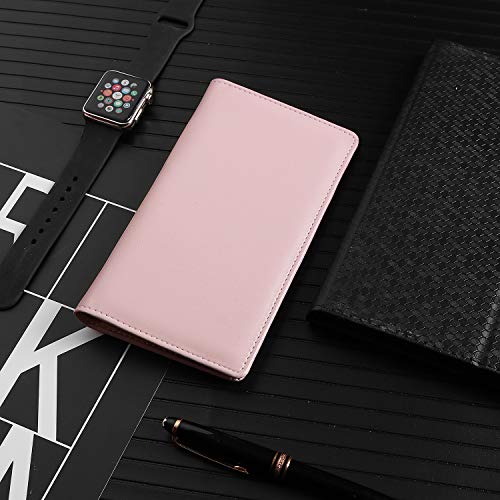 Leather Checkbook Cover for Men Women RFID Blocking by GNEGNI - color: Pink