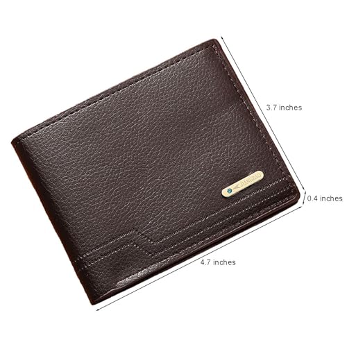 Slim Wallet for Men with Coin Purse, Minimalist Wallet with Zipper, Bifold Mens Wallets with Credit Card Holder, PU Leather Men's Wallet with Money Clip, Carteras Para Hombres (Coffee L) - color: Coffee L