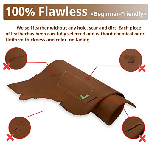 Muse Craft Flawless 12''X11.5'' 5-6oz Dark Brown Full Grain Cowhide Leather - color: Dark brown, size: 11.5''x12''