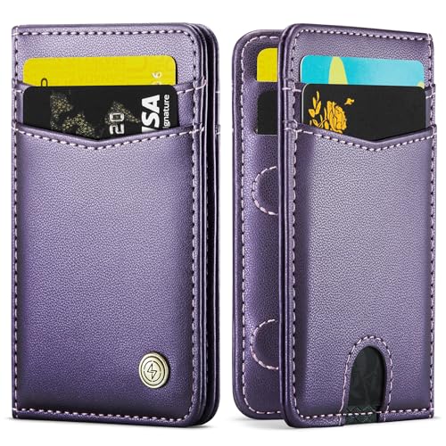Slim Wallet for Women RFID Blocking Credit Card Holder Bifold Front Pocket Mini Wallet with 8 Card Slots and 2 Cash Pockets, Minimalist PU Leather Small Travel Purse Compact Gift, Purple - color: Purple