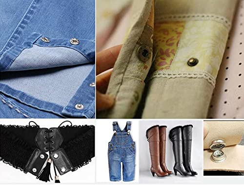 BetterJonny 24 Sets Heavy Duty Leather Snap Fasteners Kit, 12.5mm Metal Snap Buttons Press Studs Leather Rivets Snaps with 4 Setter Tools for Clothes Bracelet Jackets Jeans Antique Brass - color: Antique Brass, size: 12.5mm