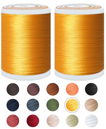 Bonded Nylon Thread Heavy Duty Sewing Thread Size #40 Tex75 Threads for Sewing Leather, Canvas, Shoes, Outdoor Upholstery Threads 2-Pack (350Yards Each)(Yellow) - color: Yellow