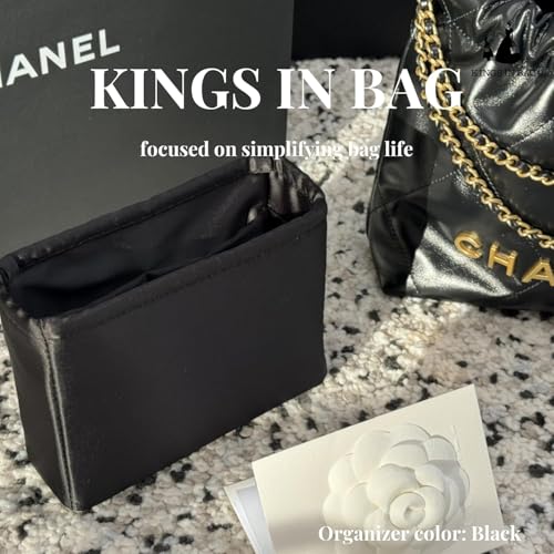 Satin Purse Organizer for Chanel 22 Bag Mini, Black - color: Black, size: 22 Handbag Mini