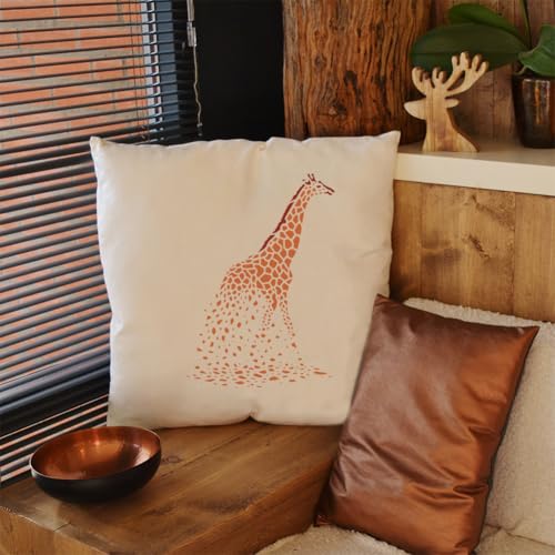 FINGERINSPIRE Dispersing Giraffe Stencils with a Brush 11.7x8.3Inch Giraffe Fragments Painting Stencils PET Animal Themes PET Template for Painting on Wood Floor Tile Wall Fabric Furniture DIY - color: Dispersing Giraffe