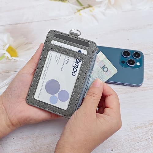 Slim Minimalist Faux Leather Front Pocket Credit Card Holder Wallet | With Zipper Pocket - color: D