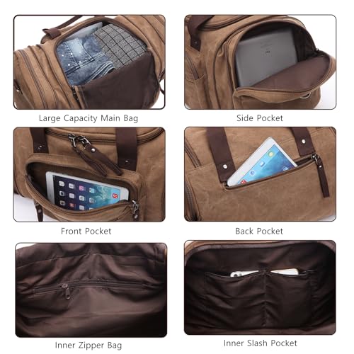 Men's travel bag, large capacity hand carried crossbody luggage bag, canvas cross-border waterproof mountaineering, expandable outdoor sports, 50L weekend overnight bag(black) - color: black