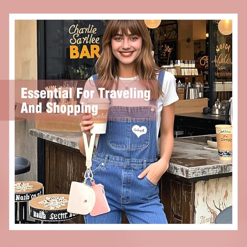 Mini Dual Pouch Wristlet Wallet for Women – Zip Around wristlet Keychain Wallet with 2 Wristlets, Ideal for Dog Walking, Coffee Runs & Lunch Break Essentials (Beige+Pink) - color: Beige+Pink