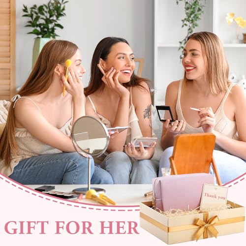 Kigeli Leather Makeup Bag PU Leather Cosmetic Pouch Wide-open Waterproof Toiletry Organizer with Dividers Travel Bag Birthday Valentine's Day Gifts for Women Friend Sister Daughter BFF(Pink) - color: Pink