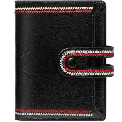 TFKGS Small Wallet for Women Vegan Leather RFID Blocking Bifold Compact Credit Card Holder with Zipper Coin Pocket Black - color: 3-Black