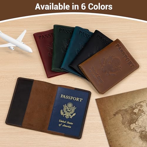 BIAOTIE Premium Leather Passport Holder Covers, Rfid Travel Wallet Passport Document Holder, Travel Essentials Wallet Cover Case for Men and Women (Green) - color: Green