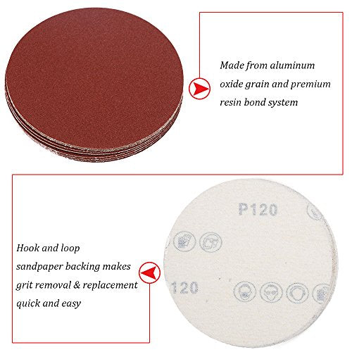 5 Inch Sanding Discs NO-Hole Hook and Loop 60 Grit Sandpaper Aluminum Oxide Random Orbital Sander Pads (60-Pack) - size: 60 Grit, 60pcs