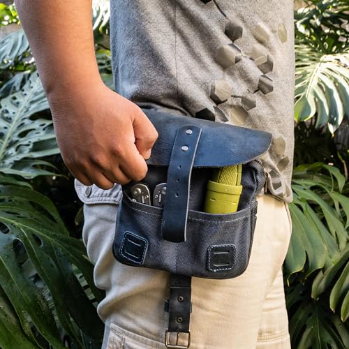 Hide & Drink, Survival Camping Pouch, Belt Loop, Rustic and Handy Tool Bag, Weather Resistant Outdoor Accessories, Traveling Essentials, Waxed Canvas, Handmade - color: Blue Mar