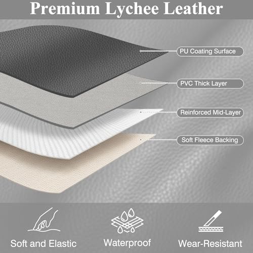 Faux Leather Fabric 55" W 1.15MM Thicken Marine Vinyl Fabric 1 Yard 36"x55" | by The Yard, Waterproof, Soft Synthetic PU Leather Material for Upholstery Sofa Bags Chairs Earrings Bows DIY Crafts, Grey - color: Grey, size: Pre-Cut 1 Yard