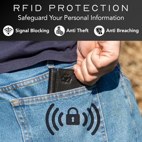 Stealth Mode Trifold Leather Wallet for Men with RFID Blocking | Black Crunch Top Grain Napa Leather, 9 Card Slots, ID Window, Gift Box – Gift for Dad, Husband, or Son - color: Black Crunch