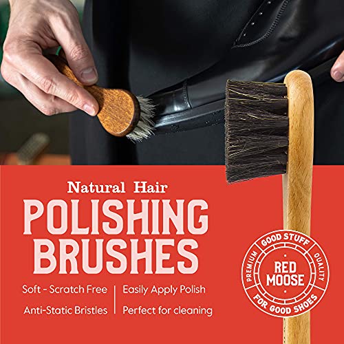 Shoe Cleaning Kit for Leather Shoes – Black Shoe Polish Kit with Cream, Brushes, Cloth, and Travel Case – USA Made - color: 8pc Kit Black