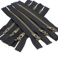 3# Jeans Zipper 5 Inch Antique Brass Metal Zipper Close End Y-Teeth Zippers 6pcs,12.7 cm (Black-Brass) Leekayer - color: Black tape-Brass teeth, size: 5"