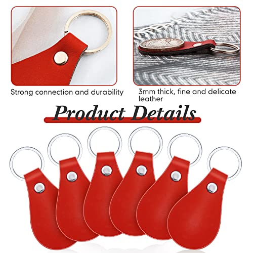 Taiyin 30 Pcs Leather Key Fob Kit PU Leather Keychain Blanks, Red - color: Red