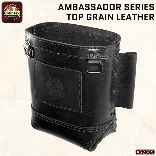 Graintex Nut & Bolt Bag Ambassador Series, Top Grain Leather, Tool Bag, Tool Belt for Ironworker Tools, Durable and Versatile Nut & Bolt Organizer for Professional Use - color: Black