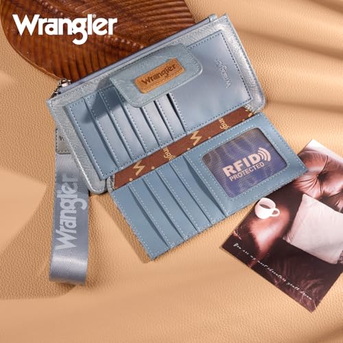 X Wrangler Western Wallet for Women Card Cases & Money Organizers Wristlet Wallet with Zipper Pocket - color: 1-Jean