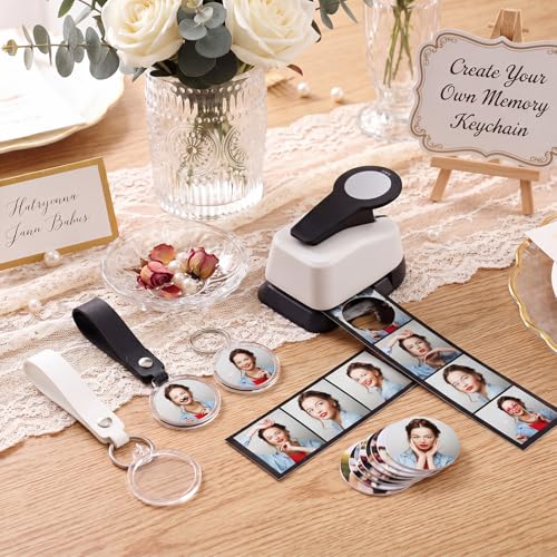 Set Photo Keychain Making Kit Circle Punch Keychain Blanks - color: Multicolor