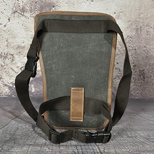 Water Resistant Canvas + Leather Motorcycle Travel Fanny Waist Pack Drop Thigh Leg Bag Pouch For Men Women FB913-5 - color: Y-3112-army green